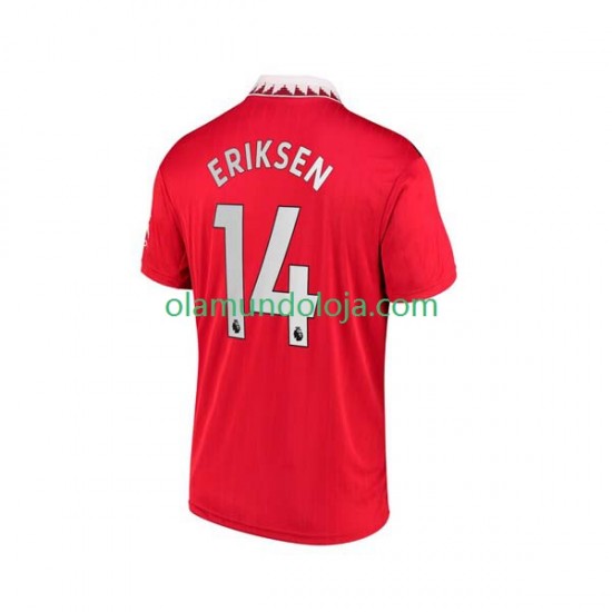 Camisola Manchester United Christian Eriksen 14 Homem Equipamento Primeiro 2022-2023 Manga Curta